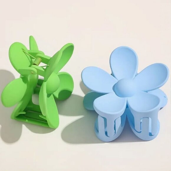Helena Floral Hair Claw Clip Flower Accessory Set Blue Green Gift Packaged - Picture 9 of 9